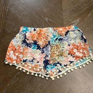 Dani orange and blue abstract print micro shorts